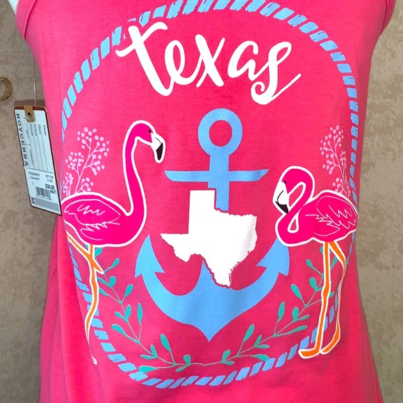 🦩NWT🏝TEXAS Tank Top⚓️Anchor & State of TEXAS & Flamingos in Hot Pink🦩 - Picture 5 of 9